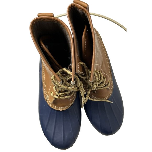 Khombu Boots Duck Waterproof Brown Leather Blue Rubber Insulated Letty Women‎ 9 - Picture 5 of 6